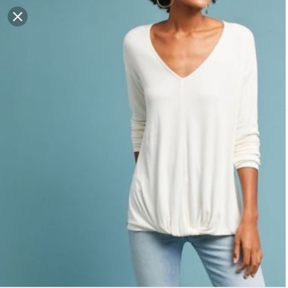 Anthropologie Bordeaux Ribbed Twist Front Top